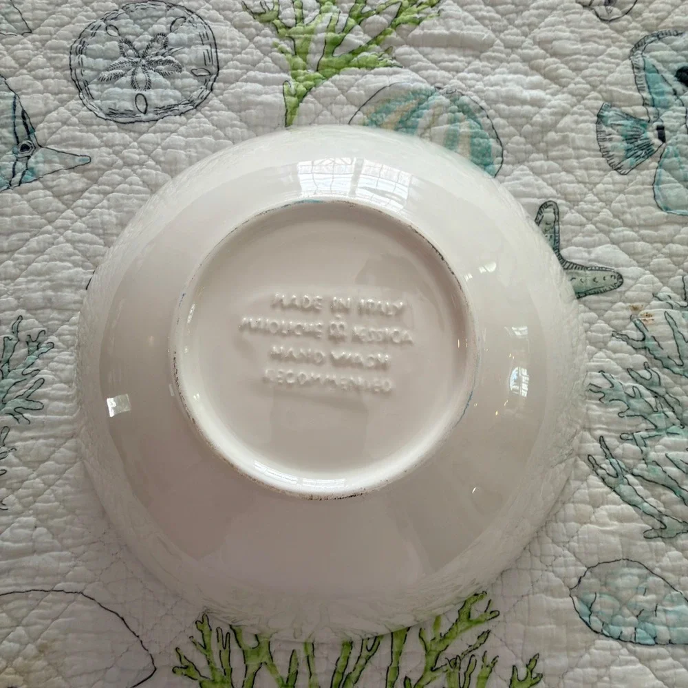 Maioliche Jessica, Italy Embossed Ceramic Fish Large Serving Bowl Coastal 13